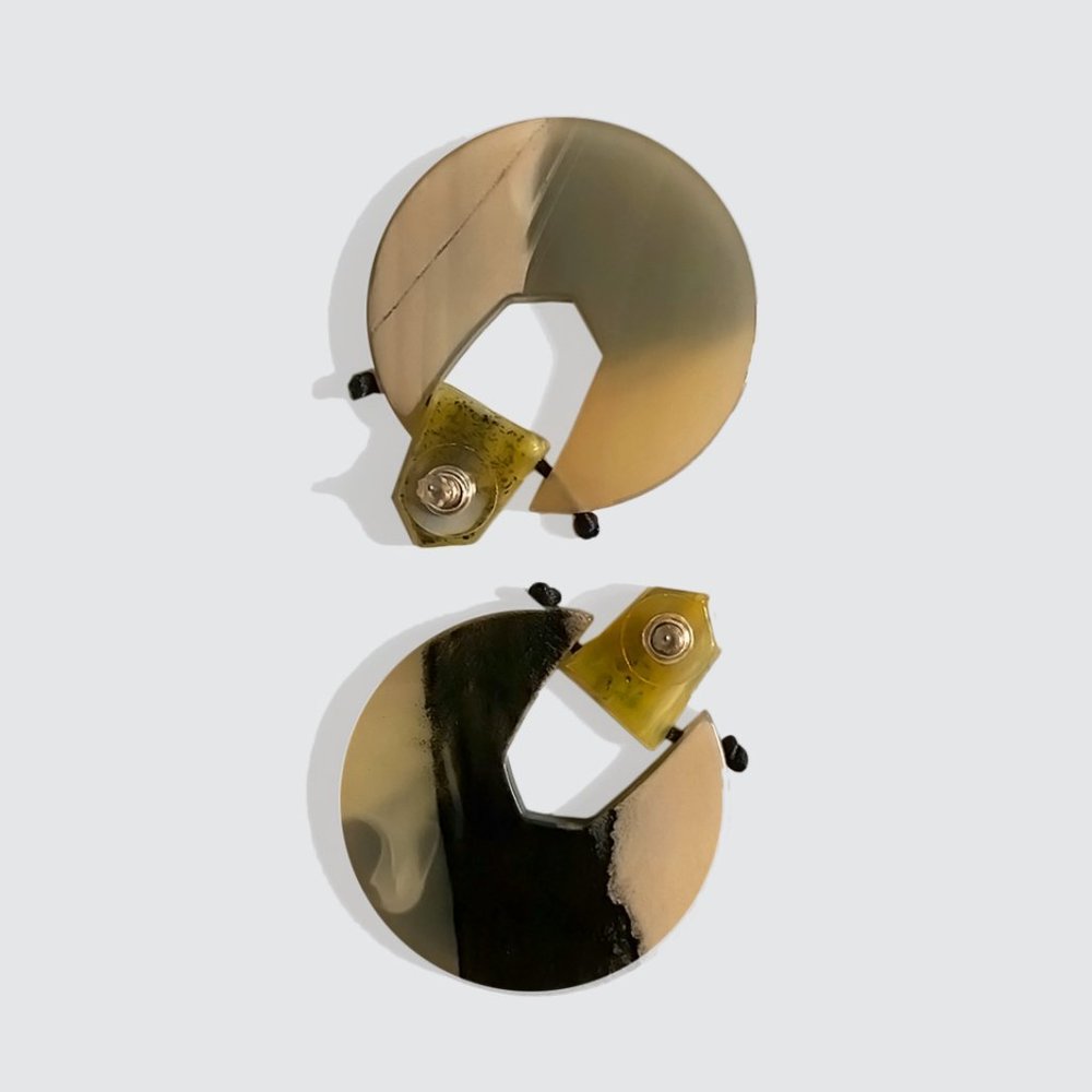 Bersotti Sas - Geometric Acrylic Earrings - Blush Pink/Tan/Black